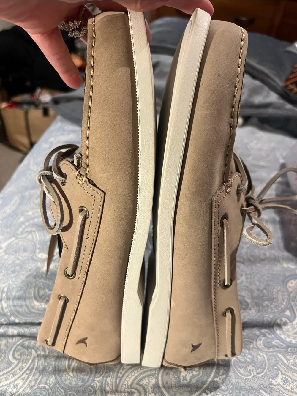 Rugged Shark Sishield Protect, Men’s Size 11.5 Leather Tan Boat Shoe, new/tags